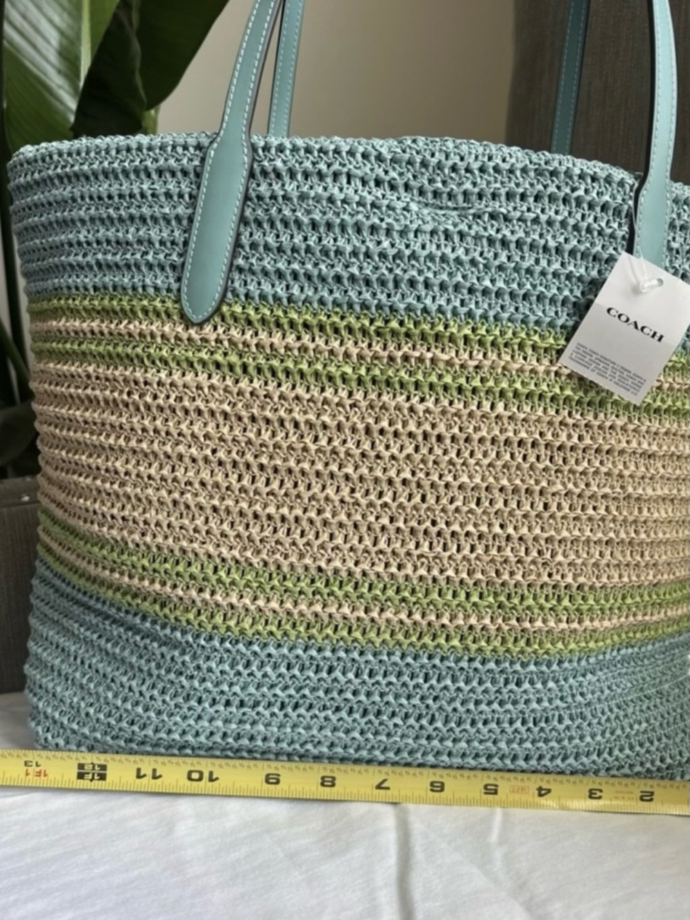 NWT Coach Straw City Tote Light Turquoise Multi-Limited seasonal release - Picture 9 of 9